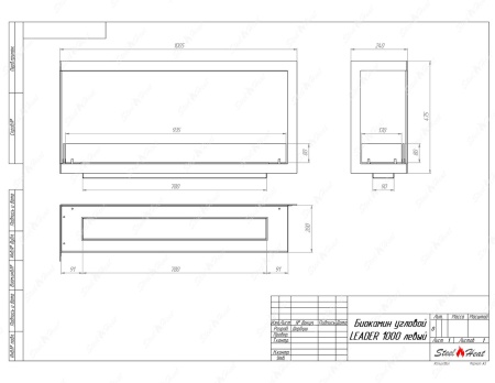 Биокамин угловой SteelHeat Leader 1000 левый стекло по цене 38 931 руб.