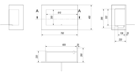 Биокамин Kratki DELTA/P/700 угловая, TUV по цене &euro;684